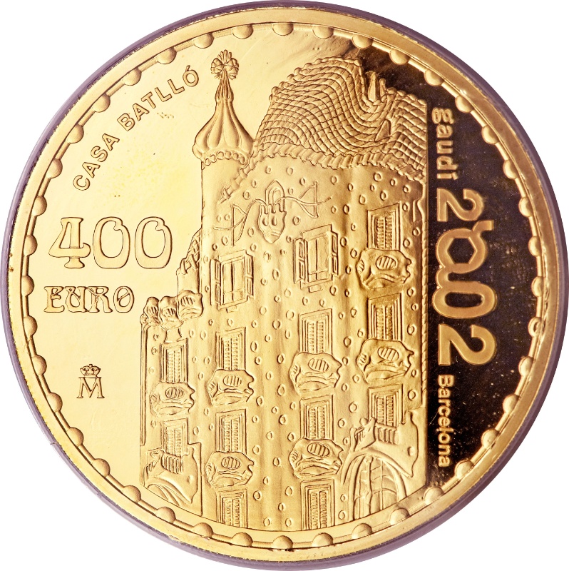 Moneda 400 Euros (Gaudi - Casa Batlló) | 2002 - Reverso Reverso de 400 Euros (Gaudi - Casa Batlló)