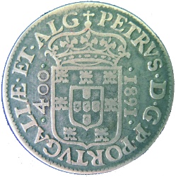 Anverso de 400 Reales (Réais) "Cruzado" - Pedro Príncipe Regente