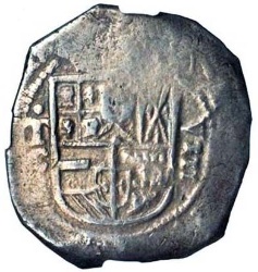 Reverso de 480 Reales (Réais) - João IV (Contramarca "Coronado 480" sobre España-América 8 Reales)