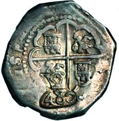 Anverso de 480 Reales (Réais) - João IV (Contramarca "Coronado 480" sobre España-América 8 Reales)