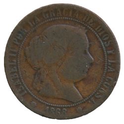 Reverso de 5 Céntimos de Escudo - Isabel II