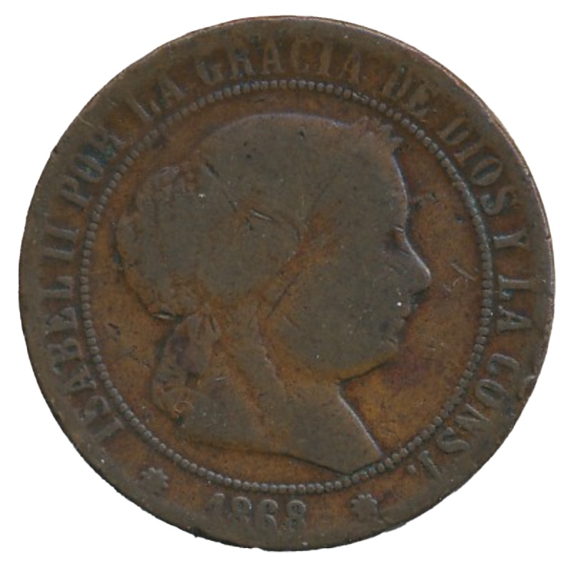 Reverso de 5 Céntimos de Escudo - Isabel II