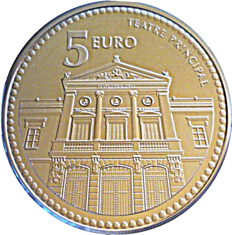 Reverso de 5 Euros (Castellón de la Plana)