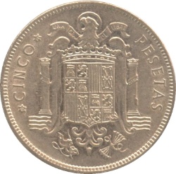 Reverso de 5 Pesetas - Francisco Franco