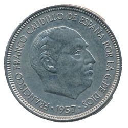 Reverso de 5 Pesetas - Francisco Franco