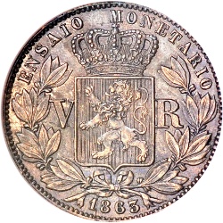 Reverso de 5 Reales (Réais) - Luiz I (Patrón)