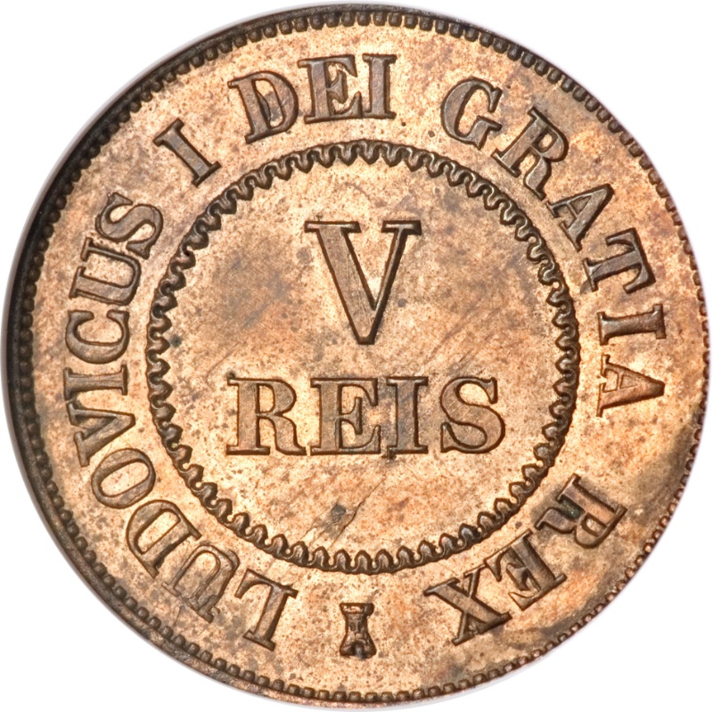Moneda 5 Reales (Réais) - Luiz I (Patrón) | 1863 - Anverso Anverso de 5 Reales (Réais) - Luiz I (Patrón)