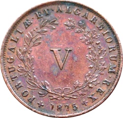Reverso de 5 Reales (Réais) - Luiz I