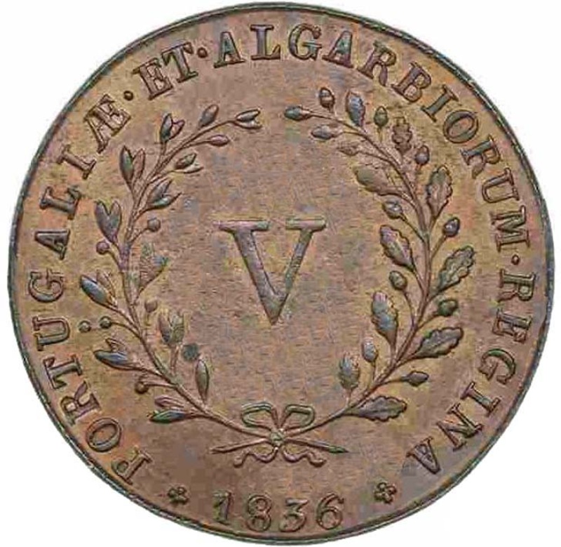 Moneda 5 Reales (Réais) - María II | 1836 - Reverso Reverso de 5 Reales (Réais) - María II