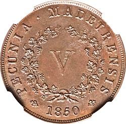 Reverso de 5 Reales (Réais) - María II