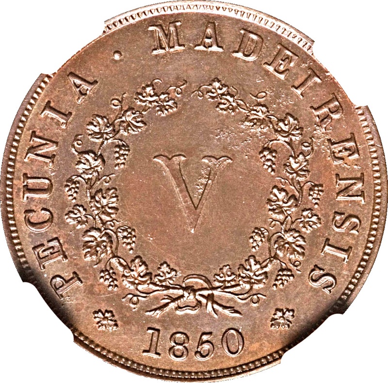 Moneda 5 Reales (Réais) - María II | 1850 - Reverso Reverso de 5 Reales (Réais) - María II