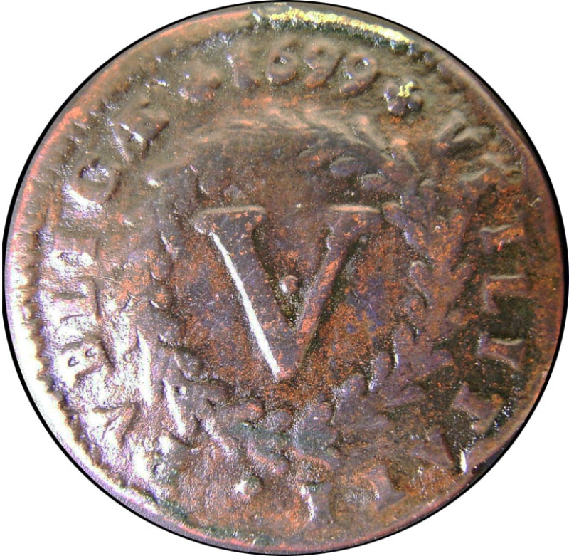 Moneda 5 Reales (Réais) - Pedro II | 1699 - 1703 - Reverso Reverso de 5 Reales (Réais) - Pedro II