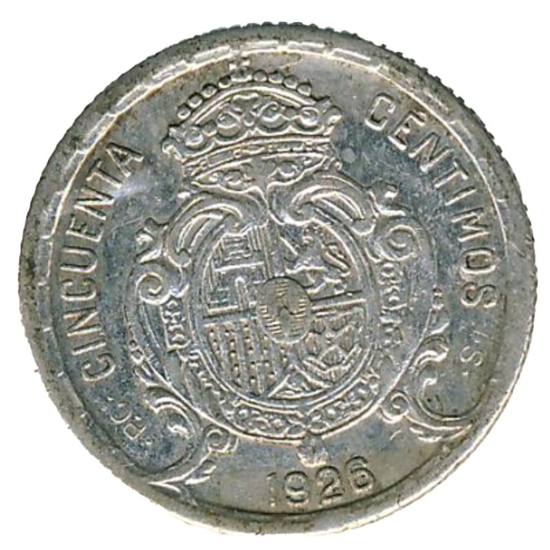 Reverso de 50 Céntimos - Alfonso XIII (6º retrato)