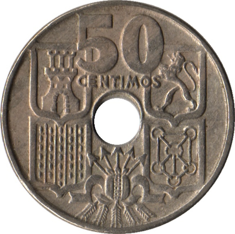 Reverso de 50 Céntimos (Ancla; Flechas hacia arriba)