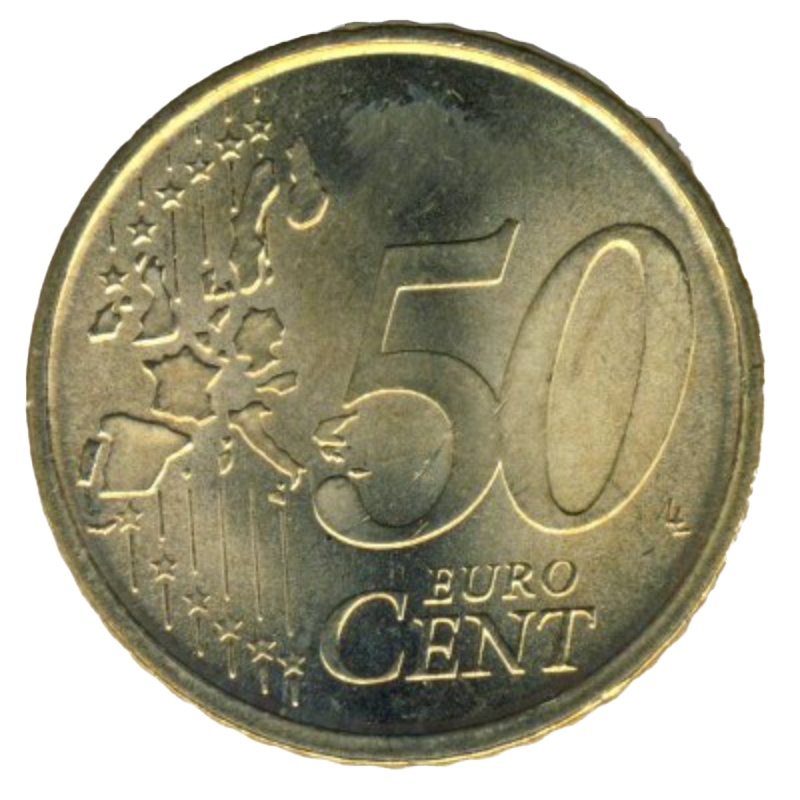 Reverso de 50 Céntimos de euro (1er tipo; 1er mapa)