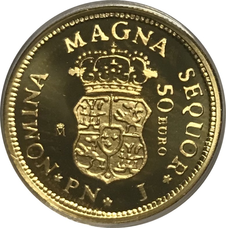 Reverso de 50 Euros (1 Escudo de Fernando VI acuñado en 1759)