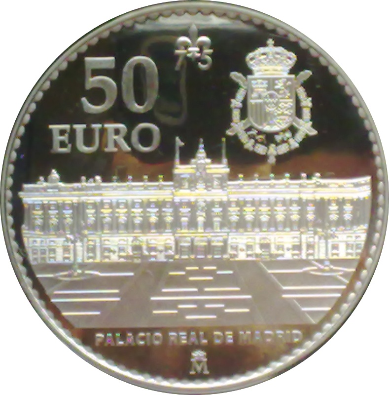 Moneda 50 Euros - Juan Carlos I (75 cumpleaños) | 2013 - Reverso Reverso de 50 Euros - Juan Carlos I (75 cumpleaños)