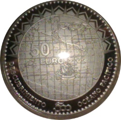Reverso de 50 Euros (Océano Pacífico - Núñez de Balboa)