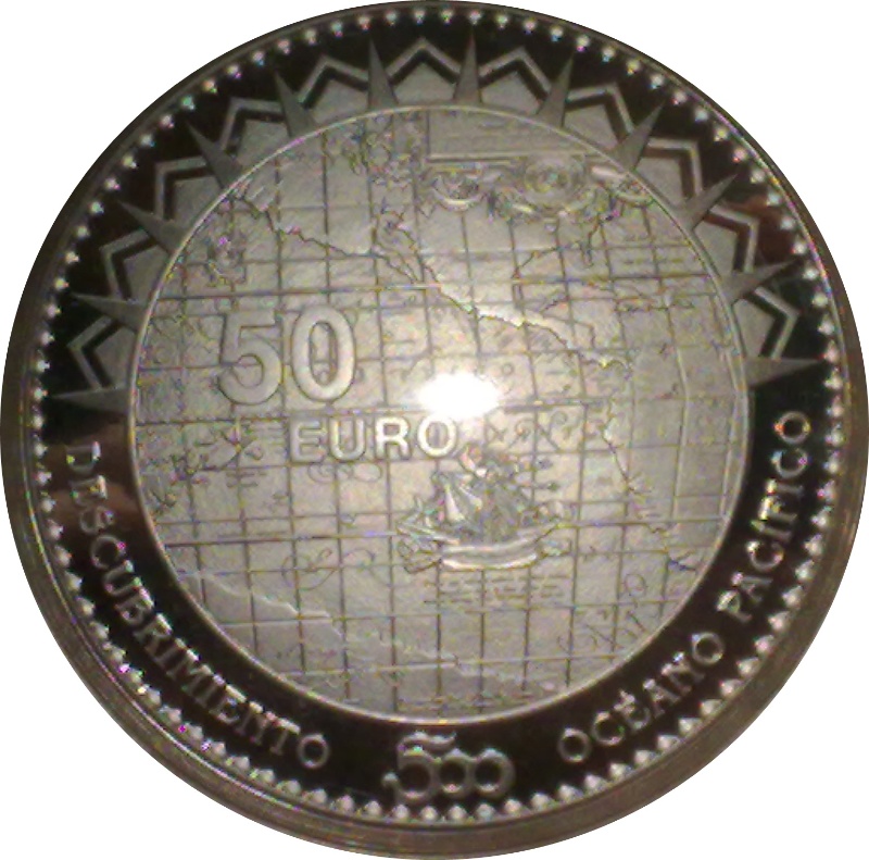 Reverso de 50 Euros (Océano Pacífico - Núñez de Balboa)