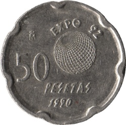 Reverso de 50 Pesetas - Juan Carlos I (Expo '92)