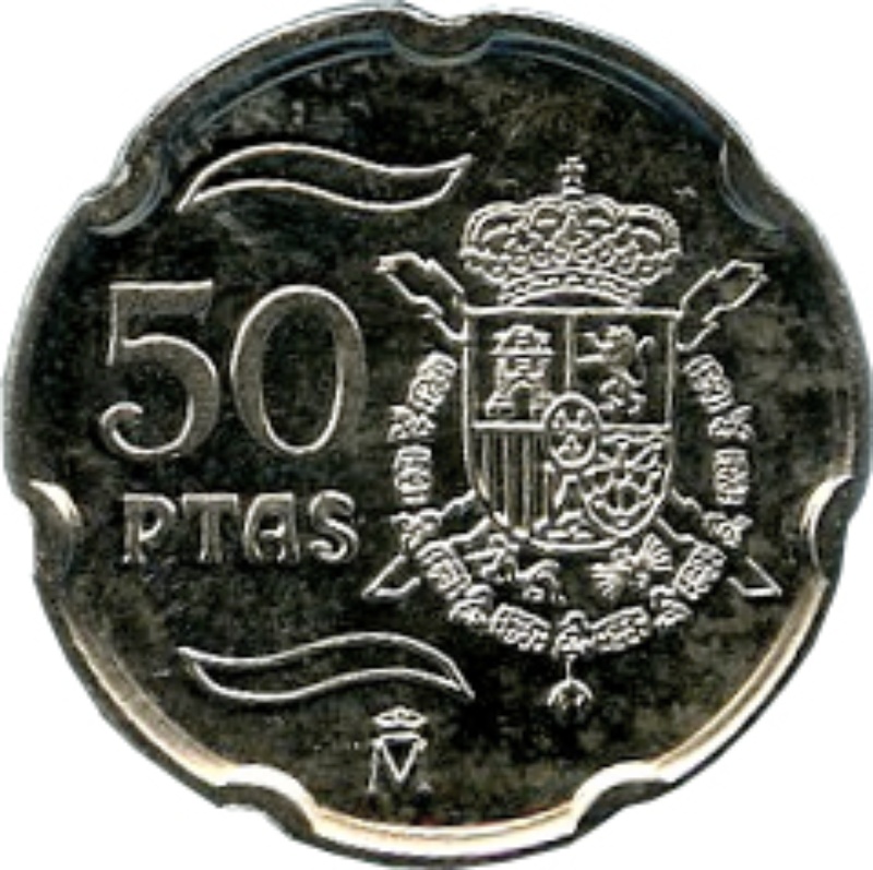 Reverso de 50 Pesetas - Juan Carlos I (plata)