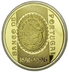 Reverso de 500 Escudos (Banco de Portugal; lámina bimetálica de plata y oro)