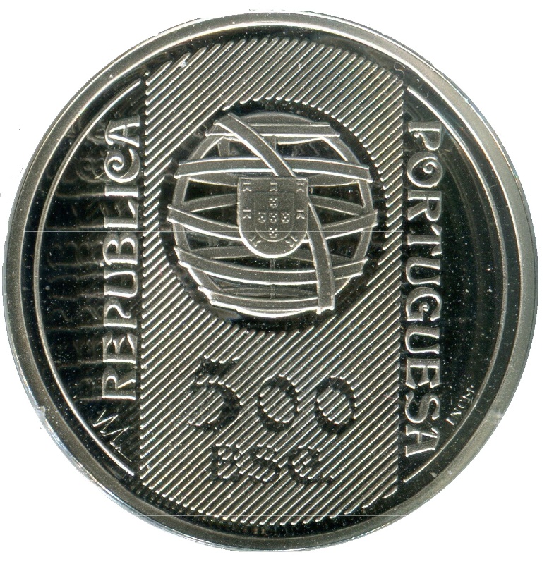 Anverso de 500 Escudos (Banco de Portugal; lámina bimetálica de plata y oro)