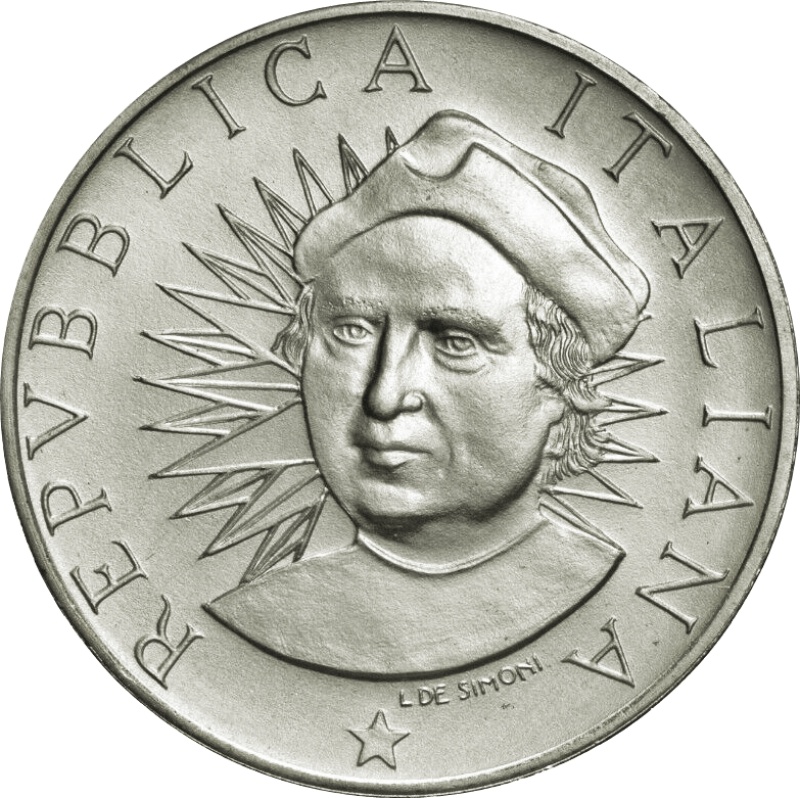 Anverso de 500 Liras (Colombo - Mapas)