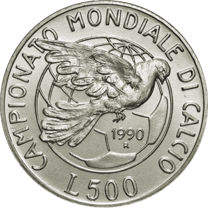 Reverso de 500 Liras (Copa del mundo 1990)