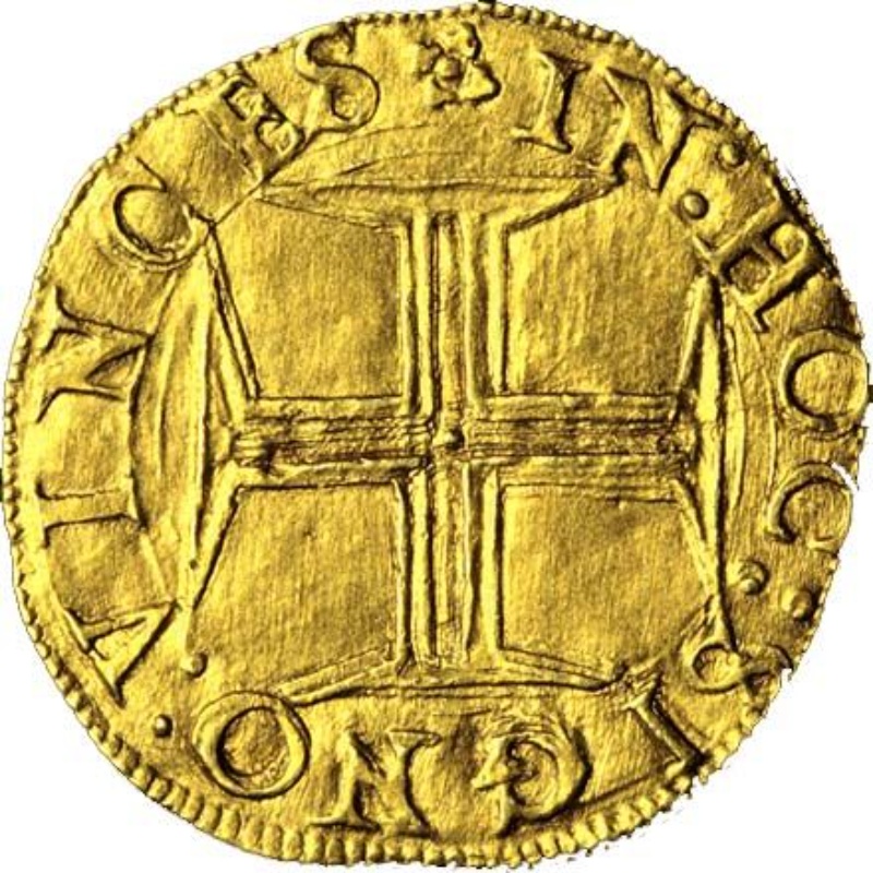 Reverso de 500 Reales "Corona Cerrada" - Sebastião I (ceca de Lisboa)