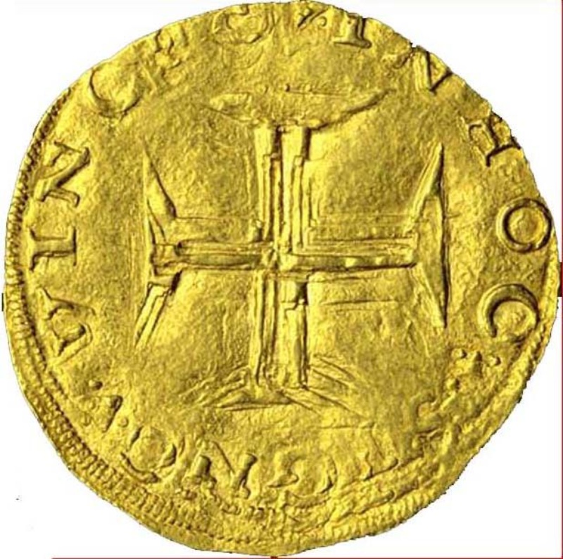 Reverso de 500 Reales "P-O" - Sebastião I (ceca de Oporto)