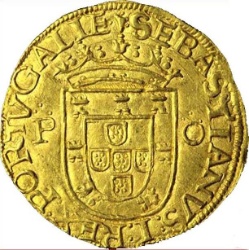 Anverso de 500 Reales "P-O" - Sebastião I (ceca de Oporto)