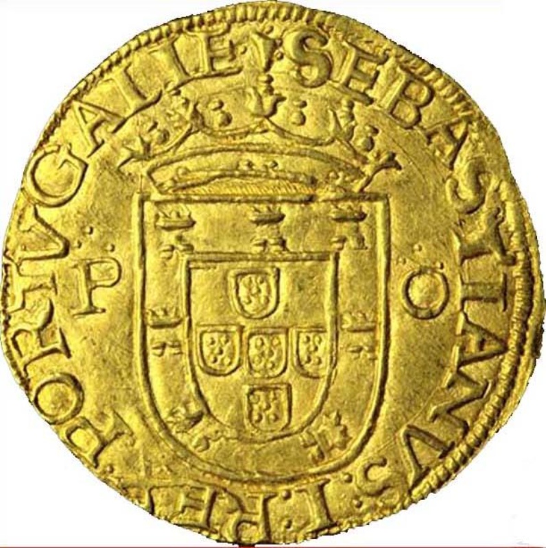 Anverso de 500 Reales "P-O" - Sebastião I (ceca de Oporto)