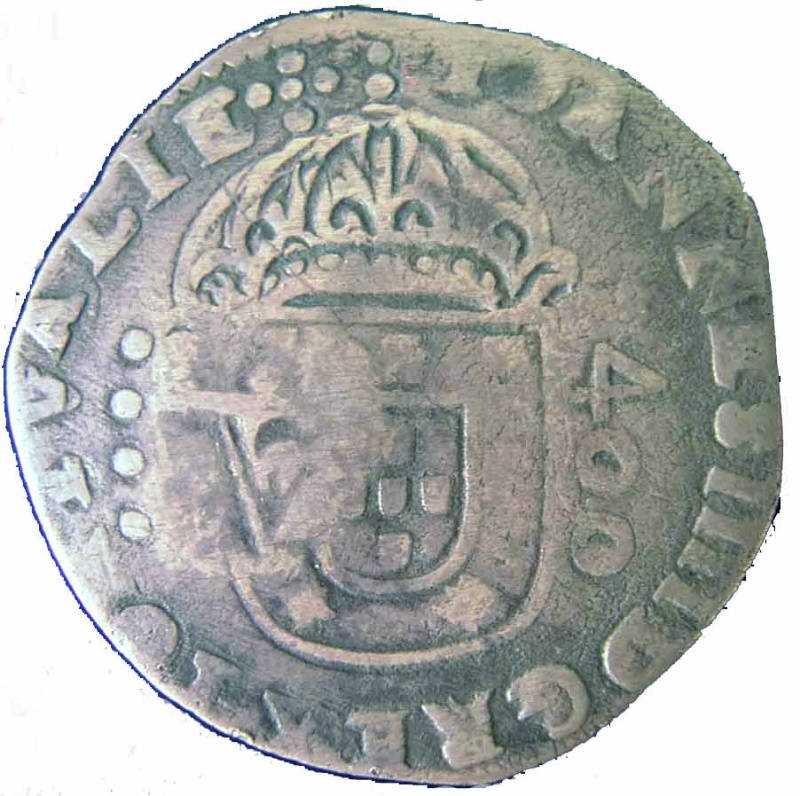 Reverso de 500 Reales (Réais) - Afonso VI (Contramarca "Coronado 500" sobre Cruzado, João IV)