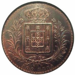 Reverso de 500 Reales (Réais) - Luiz I (Patrón)