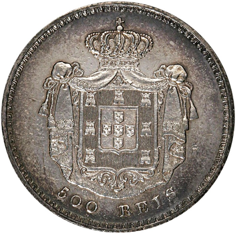 Reverso de 500 Reales (Réais) - Pedro V