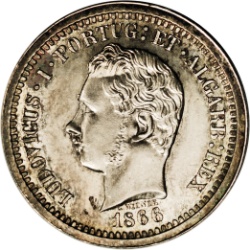 Anverso de 5000 Reales (Réais) - Luiz I (Patrón) 3er tipo