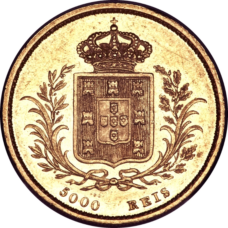 Moneda 5000 Reales (Réais) - Luiz I | 1862 - 1863 - Reverso Reverso de 5000 Reales (Réais) - Luiz I