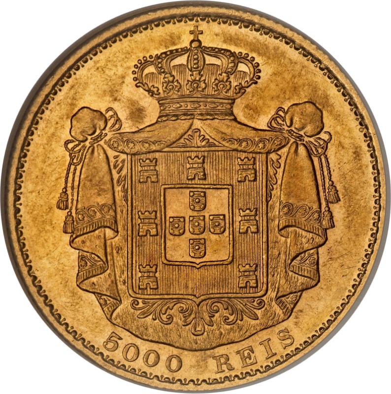 Moneda 5000 Reales (Réais) - Luiz I | 1867 - 1889 - Reverso Reverso de 5000 Reales (Réais) - Luiz I