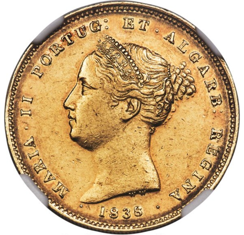 Moneda 5000 Reales (Réais) - María II | 1838 - 1851 - Anverso Anverso de 5000 Reales (Réais) - María II