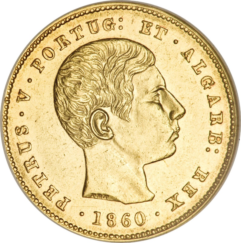 Moneda 5000 Reales (Réais) - Pedro V | 1860 - 1861 - Anverso Anverso de 5000 Reales (Réais) - Pedro V
