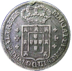 Anverso de 6 Vinténs de Real (Réais) - María I andamp; pedro iii