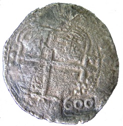 Anverso de 600 Reales (Réais) - Afonso VI (Contramarca "600" sobre "8 Reales (Réais) - Felipe IV, España")