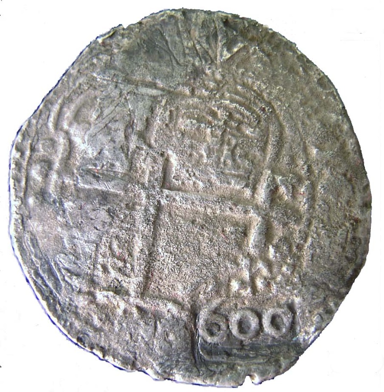 Moneda 600 Reales (Réais) - Afonso VI (Contramarca "600" sobre "8 Reales (Réais) - Felipe IV, España") | 1663 - Anverso Anverso de 600 Reales (Réais) - Afonso VI (Contramarca "600" sobre "8 Reales (Réais) - Felipe IV, España")
