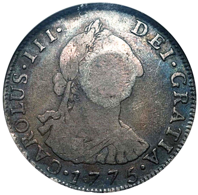 Moneda 600 Reales (Réais) (Contramarcado sobre 4 Reales (Réais) - Carlos III; Bolívia) | 1887 - Reverso Reverso de 600 Reales (Réais) (Contramarcado sobre 4 Reales (Réais) - Carlos III; Bolívia)
