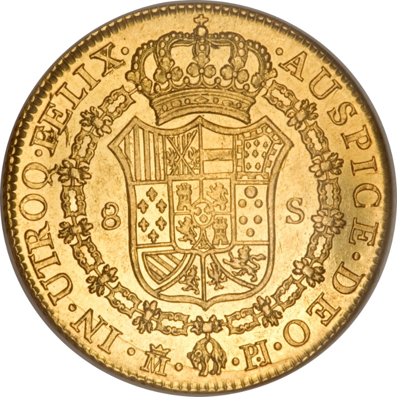 Moneda 8 Escudos - Carlos III | 1771 - 1784 - Reverso Reverso de 8 Escudos - Carlos III