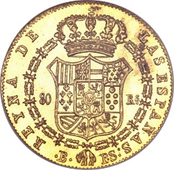 Reverso de 80 Reales - Isabel II (CONSTITUCIÓN)