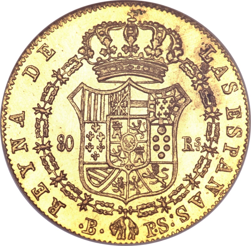 Moneda 80 Reales - Isabel II (CONSTITUCIÓN) | 1837 - 1849 - Reverso Reverso de 80 Reales - Isabel II (CONSTITUCIÓN)