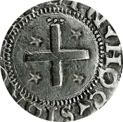 Reverso de 80 Reales (Réais) (LXXX) "Real Português Dobrado" - João III (Cruz con estrellas, Lisboa)