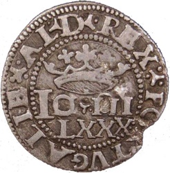 Anverso de 80 Reales (Réais) (LXXX) "Real Português Dobrado" - João III (Cruz única, Lisboa)